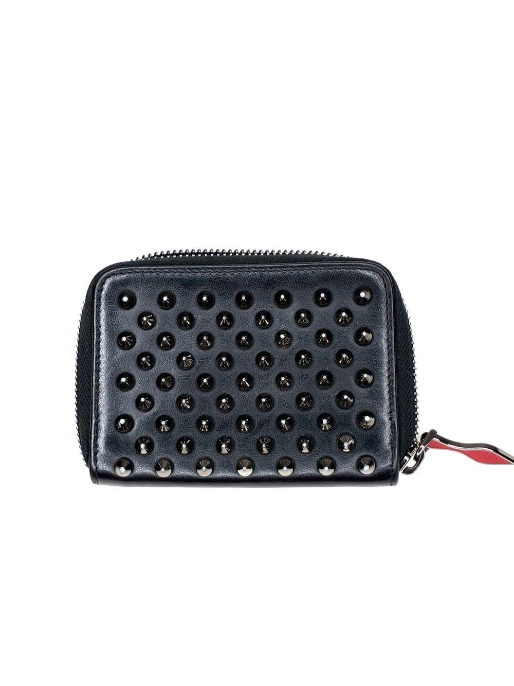 Christian Louboutin Panettone Spiked Black Leather Coin Purse/Wallet